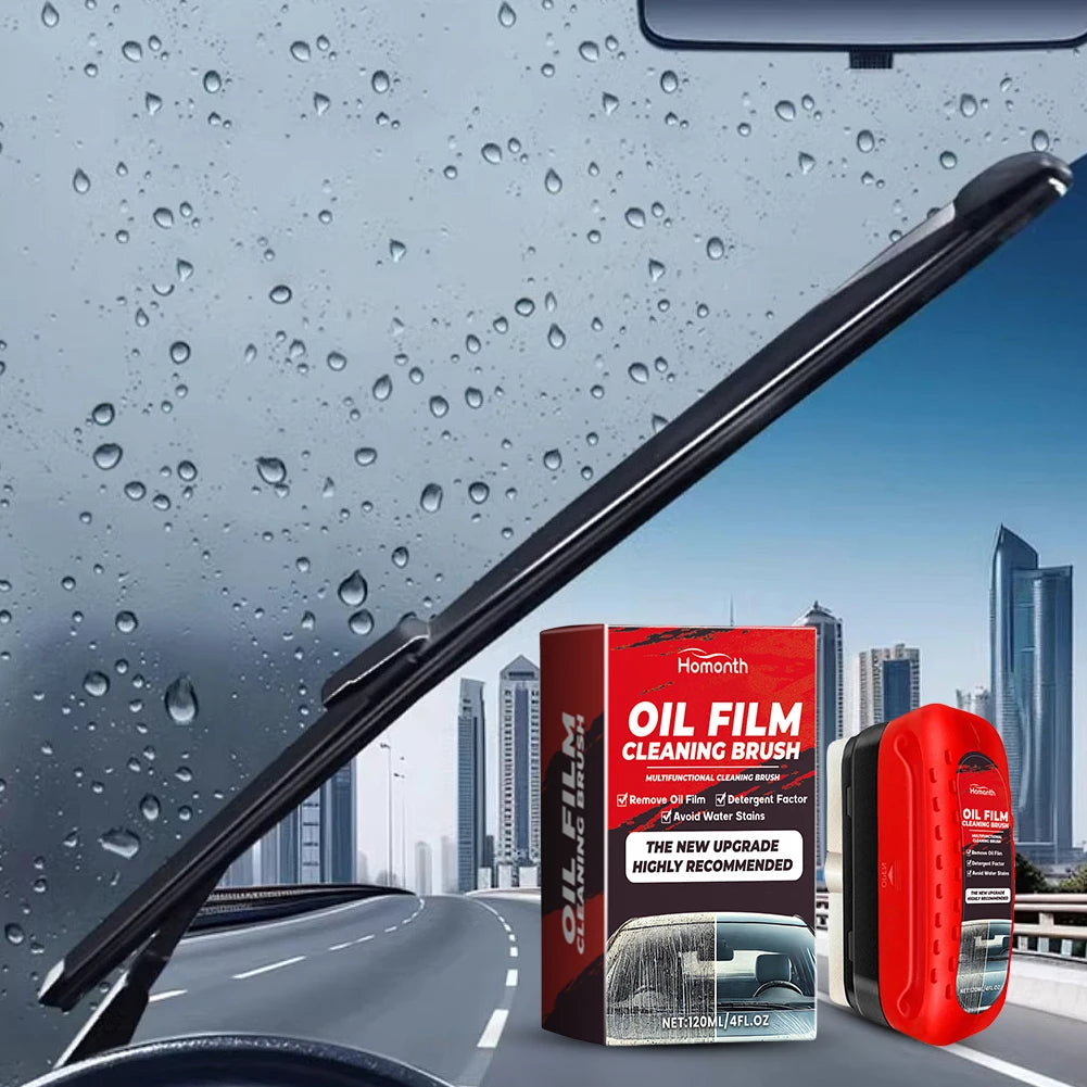 F1204 Car Windshield Oil Film Remover, Windshield Refurbisher, Stain Remover And Cleaning Brush
