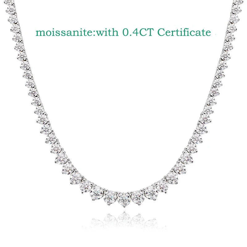 Smyoue 3 Claws Gradient Moissanite Tennis Necklace for Women Sparkling Full Diamond Luxury Jewelry Sterling Silver 925 Chain