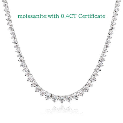 Smyoue 3 Claws Gradient Moissanite Tennis Necklace for Women Sparkling Full Diamond Luxury Jewelry Sterling Silver 925 Chain