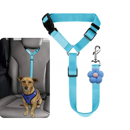 Pet Car Seat Adjustable (40-70cm)Belt Dog Cat Safety Harness Leash with Flower Decor for Dogs Travel Collar Pet Accessories