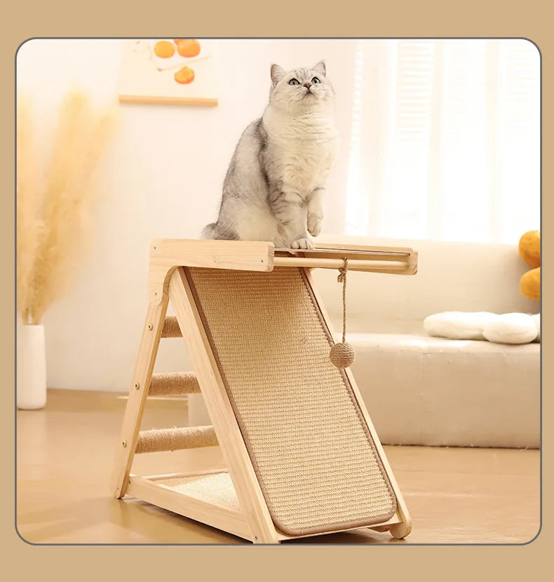 Wooden Cat Scratcher Cat Scratching Post Sisal Wear-resistant Cats Kitten Scratching Grinding Paws Toys Furniture Protector