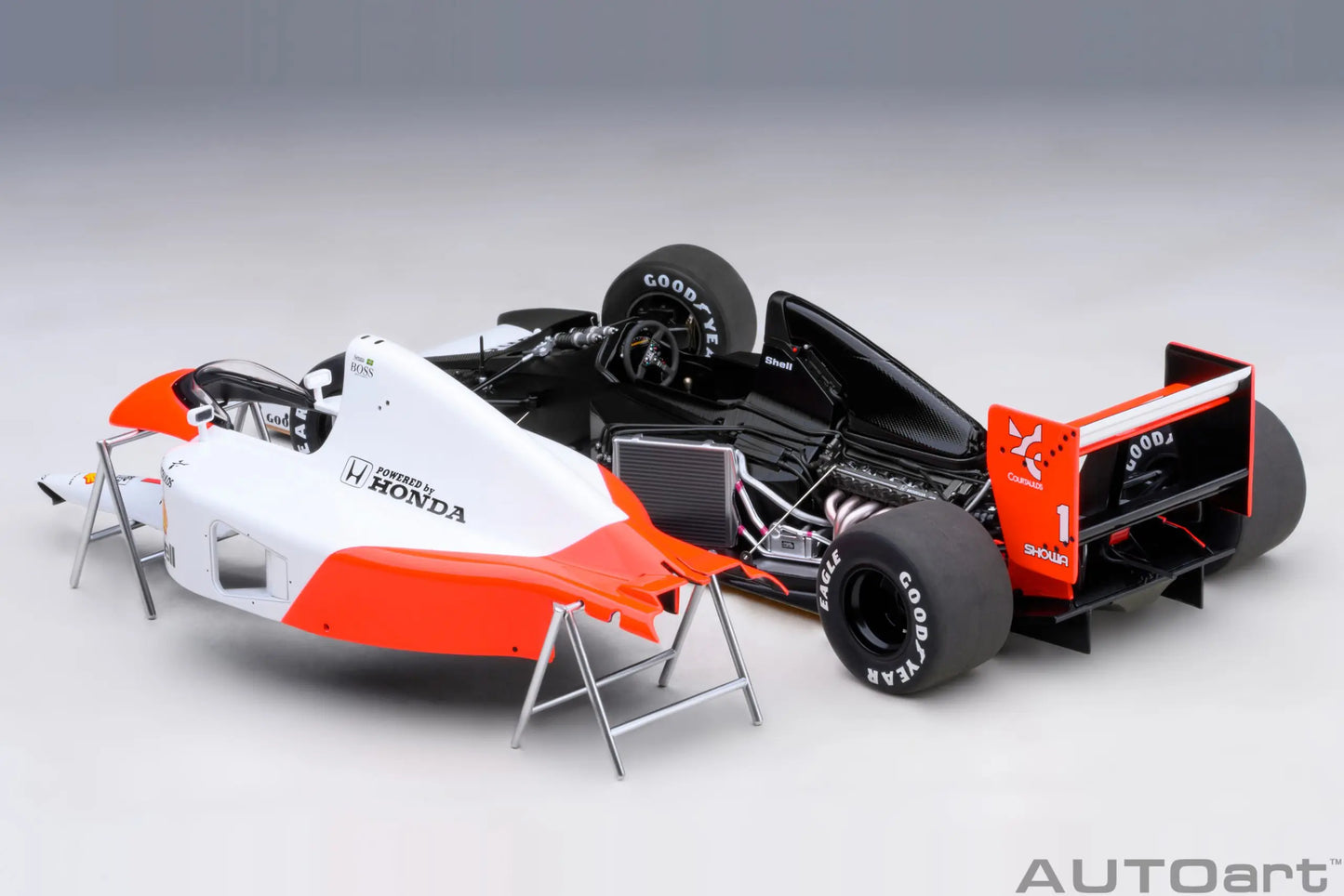 AUTOART New 1/18  Honda MP4/6 1991 #1 (with McLaren logo)  Car model  Send to a friend  Personal collection Static ornament