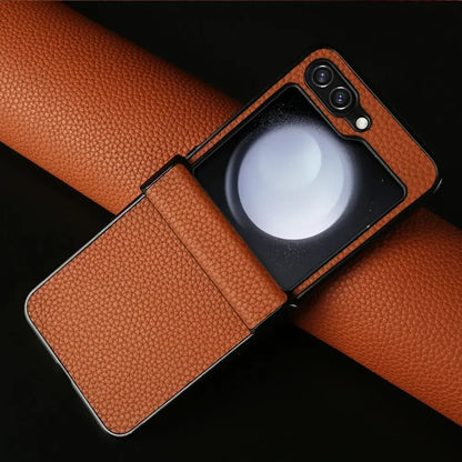 Luxury Hand Crafted Genuine Leather Case For Samsung Galaxy Z flip5 Phone Cover Galaxy Z Flip 3 flip4  Back Shell Coque Capa