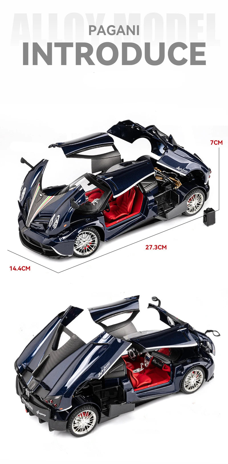 Pagani Huayra Dinastia 1:18 Alloy Racing Car Model Diecasts Metal Sports Car Vehicles Model Simulation Sound Light Kids Toy Gift