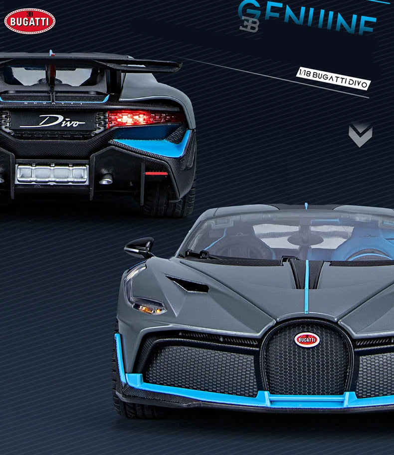 Large Size 1/18 Bugatti DIVO Alloy Sports Car Model Diecasts Metal Toy Vehicles Car Model Simulation Sound Light Gifts