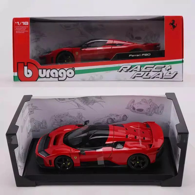Bburago 1:18 Ferrari F80 Hardcover Full Open Model  Simulation Alloy Miniature Die-Casting Model Custom Gifts