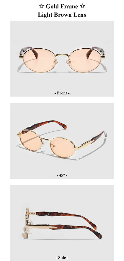 Ruiao 2026 Fashion Oval Sunglasses for Women Luxury Designer Metal Frame UV400 Sun Protection Shades Brand New Arrival Eyewear