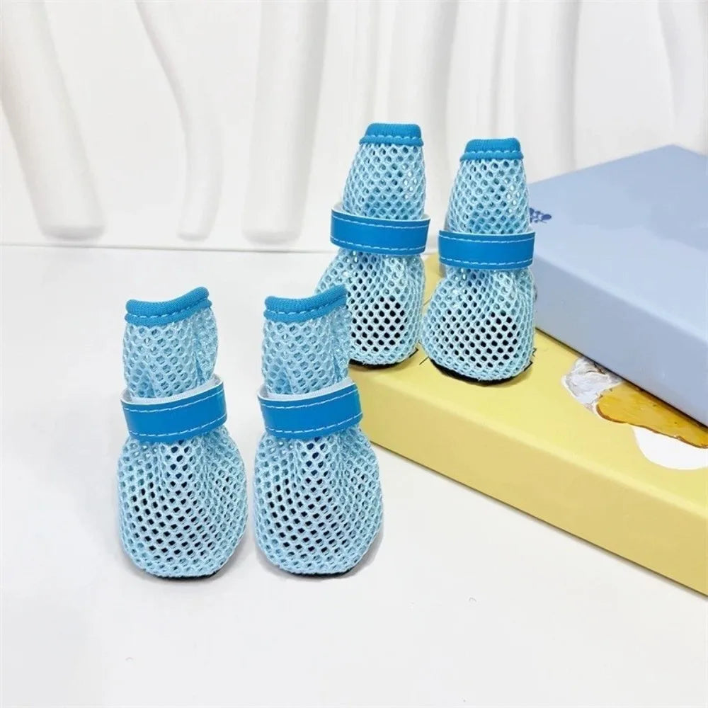 Adjustable Soft Sole Dog Mesh Shoes Non-Slip Wear Resistant Pet Dog Boots Thin Cooling Dog Shoe Cover Summer Season