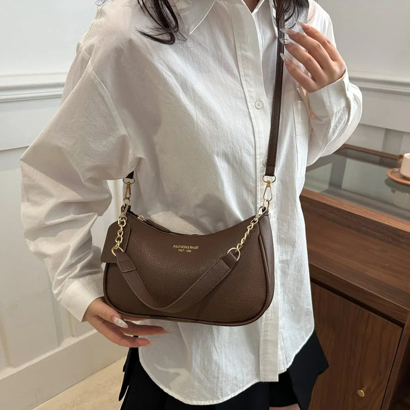 Cherry Pendant Crossbody Bag for Women PU Leather Crescent Bag Adjustable Strap Underarm Bag Closure Handbag for Work Travel