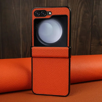 Luxury Hand Crafted Genuine Leather Case For Samsung Galaxy Z flip5 Phone Cover Galaxy Z Flip 3 flip4  Back Shell Coque Capa