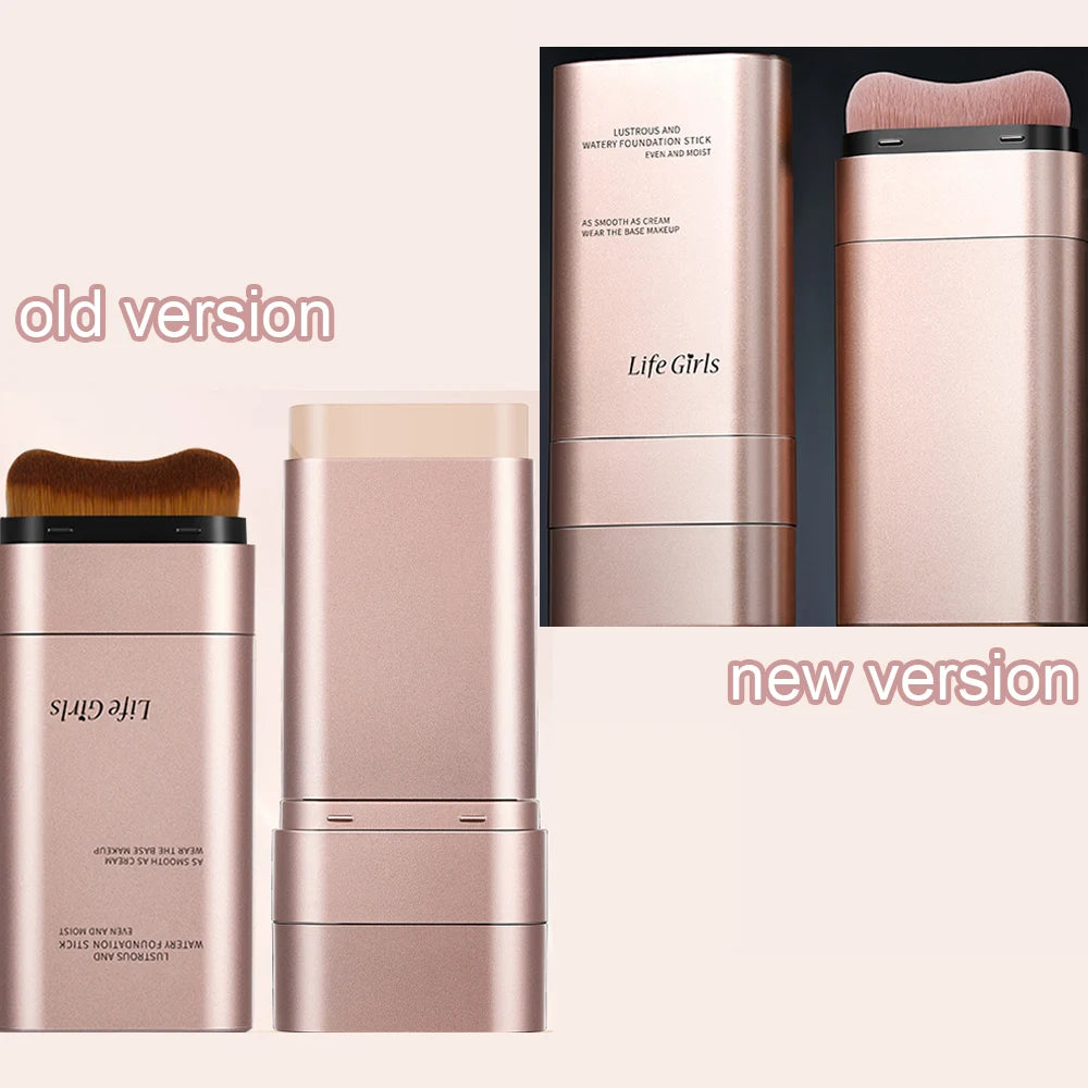 Life Girls Watery Double-Headed Foundation Stick with Brush, Natural Long-Lasting Flawless Makeup For Facial Concealer Cosmetics
