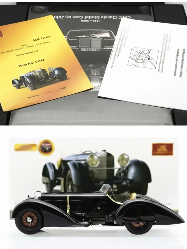 CMC 1:18 SSK The Black Prince 1934 25th Anniversary Simulation Limited Edition All Open Alloy Metal Static Car Model Toy Gift