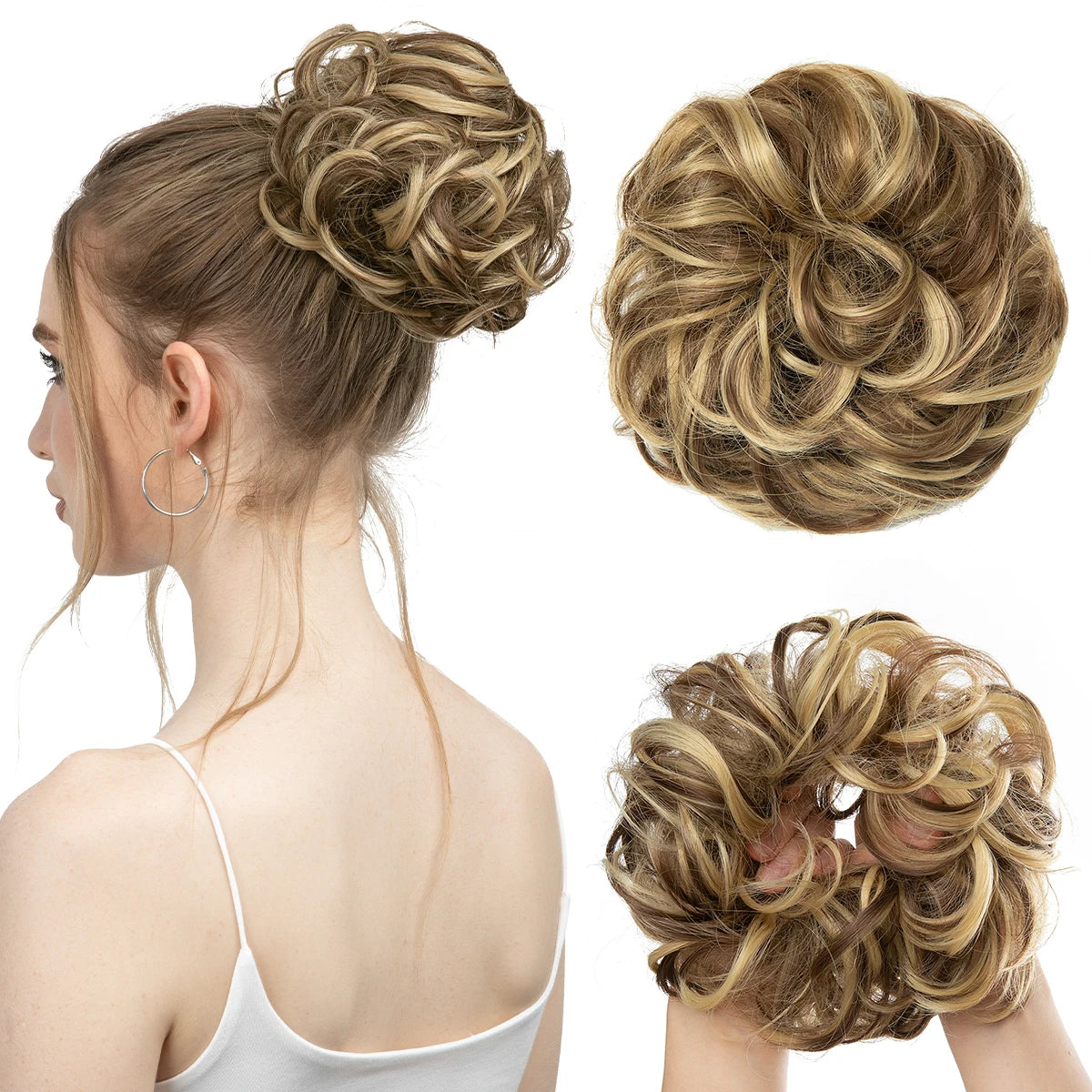 Synthetic Messy Hair Bun Extensions Big Curly Elastic Hair Scrunchies Hairpieces Chignon Donut Updo Hair Pieces for Women