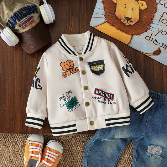 Baby Boys Girls Clothes Cartoon Letter Jacket Fashion Sports Infant Sportswear For 1-3Y