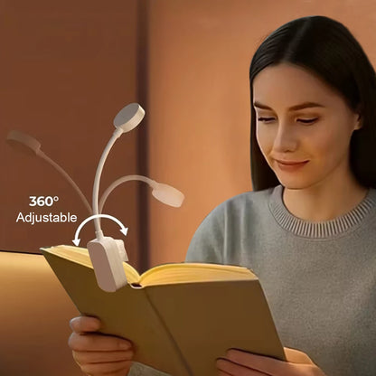 Runto LED Clip On Book Light Portable Reading Light Battery Powered 3 Color Eye Protection Stepless Dimmable Mini Desk Lamp