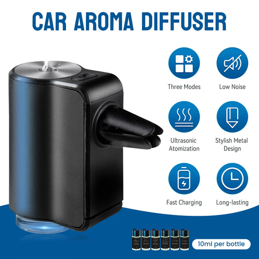 Smart Car Air Aromatherapy Diffuser, Fragrance Car Air fresheners with Six Adjustable, Humidifier Essential Oil Diffuser