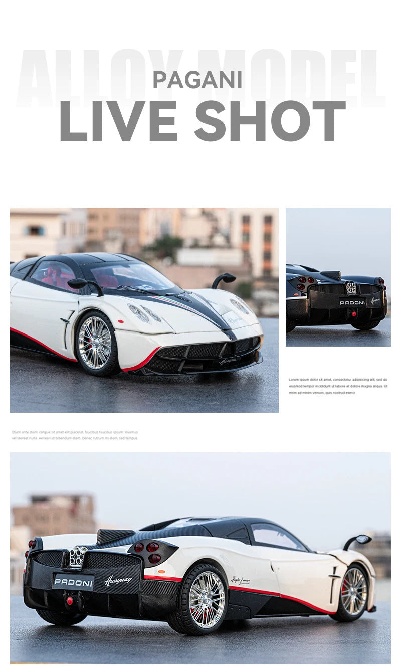 Pagani Huayra Dinastia 1:18 Alloy Racing Car Model Diecasts Metal Sports Car Vehicles Model Simulation Sound Light Kids Toy Gift