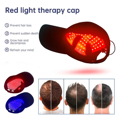 LED Red Light Therapy Cap Hair Growth Helmet Diode Laser Hat Light Therapy Cap for Hair Regrowth and Hair Loss Treatment
