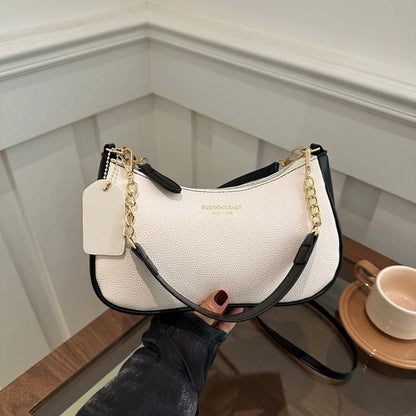 Cherry Pendant Crossbody Bag for Women PU Leather Crescent Bag Adjustable Strap Underarm Bag Closure Handbag for Work Travel