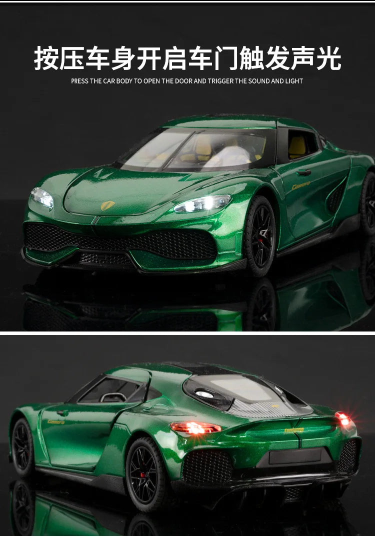 Koenigsegg Gemera 1:24 Car Alloy Diecast Model Collect Hobby Model Ornaments Gift For Friend Pull Back Toy New Style Sports Car