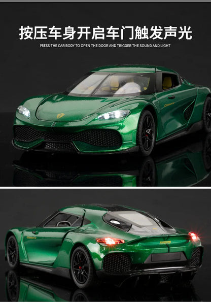 Koenigsegg Gemera 1:24 Car Alloy Diecast Model Collect Hobby Model Ornaments Gift For Friend Pull Back Toy New Style Sports Car