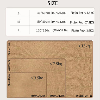 Large Cat Scratching Mat Carpet Non-Slip Pet Bed Mat Sofa Protector Cat Scratcher Anti-Scratch Furniture Protector for Cats