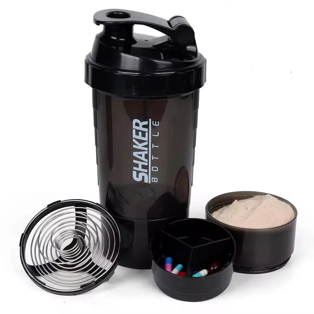 Shaker Protein 3 Layers Bottle Powder Shake Cup Water Bottle Plastic Mixing Cup Body Building Exercise Bottle