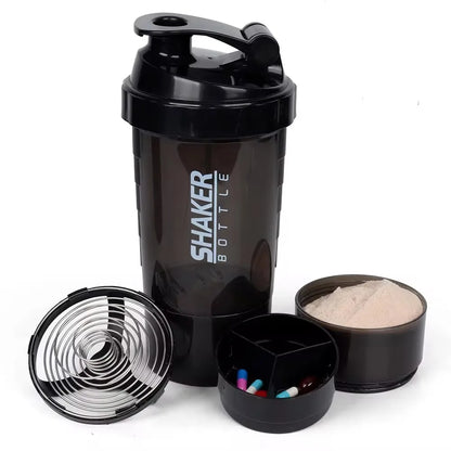 Shaker Protein 3 Layers Bottle Powder Shake Cup Water Bottle Plastic Mixing Cup Body Building Exercise Bottle