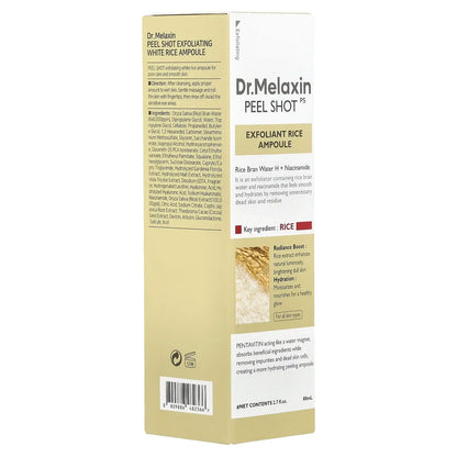 Dr. Melaxin Peel Shot Glow White Rice Peeling Ampoule with Rice Extract & AHA BHA, Brightening & Gentle Exfoliating Serum for Sebum Control,