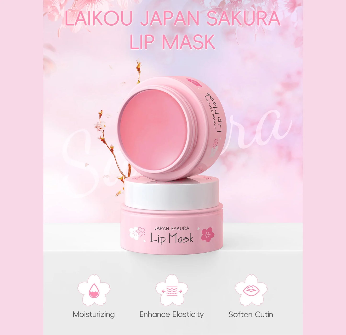 Laikou Sakura Lip Mask 8g Overnight Treatment Hydrating Moisturizing Repair Dry Chapped Lips Nourishing Care Peel Off