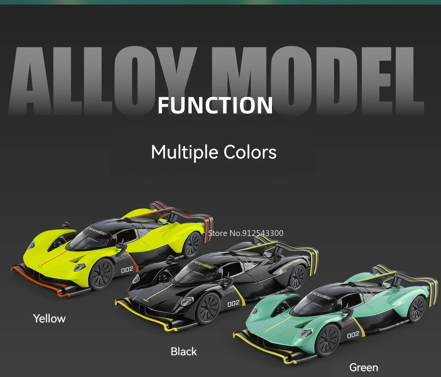 Valkyrie GT-R50 Sports 1:24 Car Model Toy Diecast Alloy Doors Opened Sound Light Supercar Collectible Ornaments Toy Gifts