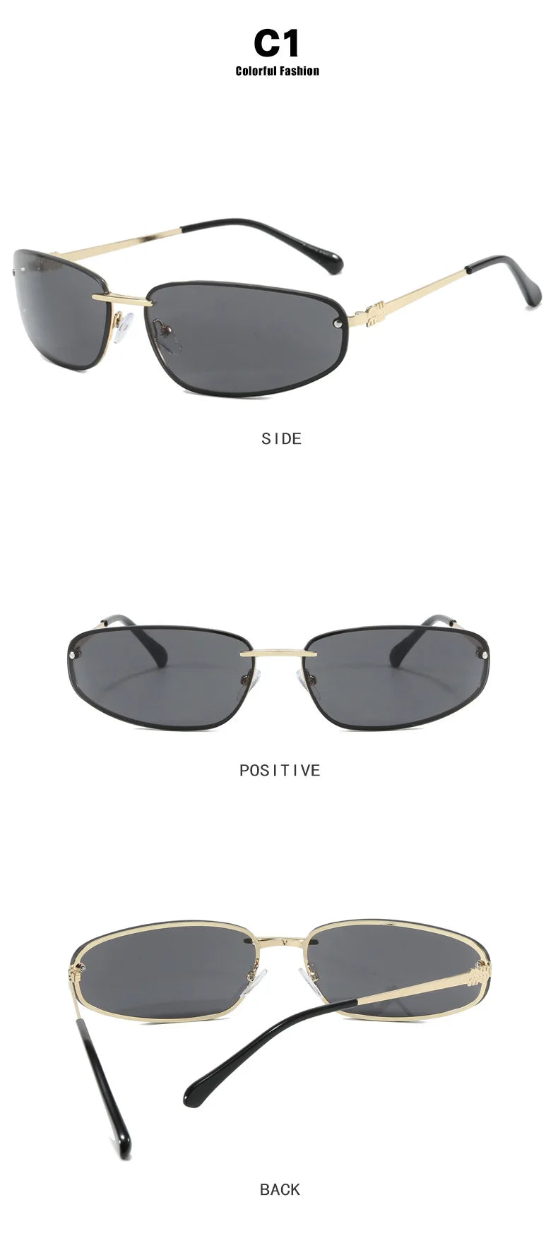 New Y2K Sunglasses For Women High Quality Oval Fashion Luxury Brand Rimless Glasses Trendy Woman Alloy Ladies Shades Eyewear