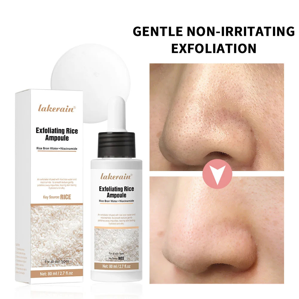 Lakrain Rice Peeling Ampoule Soft Exfoliating Face and Body Scrub Dead Skin Cells Blackhead Remover for All Skin Types  korean skin care