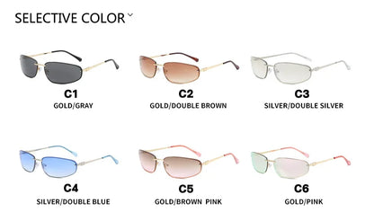 New Y2K Sunglasses For Women High Quality Oval Fashion Luxury Brand Rimless Glasses Trendy Woman Alloy Ladies Shades Eyewear