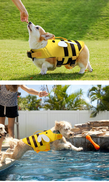 Dog Life Jacket for Swimming Boating Pet Safety Floatation Vest Life Preserver with Rescue Handle For Cats Small Medium Dogs