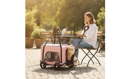 Rolling Pet Carrier Foldable Wheeled Pet Carrier Smooth Spacious for Small Pets, Travel, Vet Visits