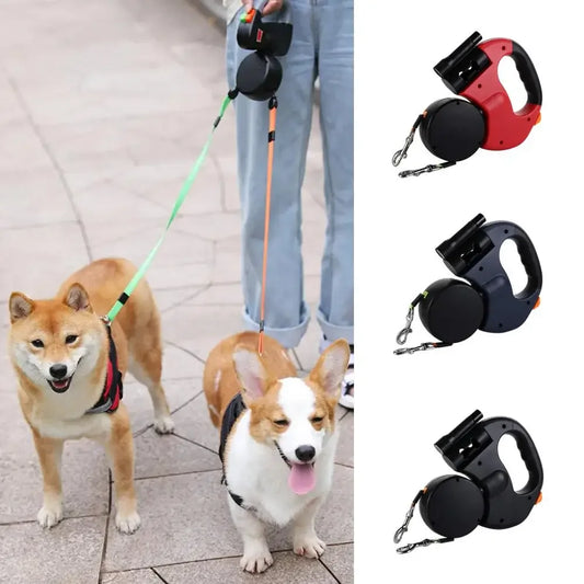 3M Pet One Tow Two Automatic Tractor Dog Double Head Leash Small and Medium Dogs 2 in 1 Multi-function Dog Walking Leash