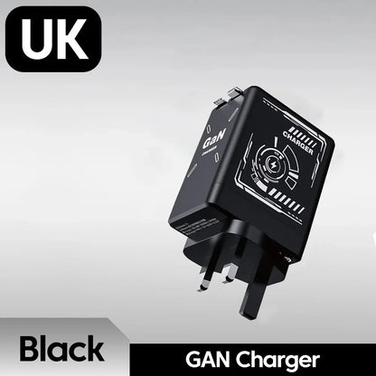 120W GaN Fast Charger With Retractable Type-C Cable Portable PD Mobile Phone Adapter For iPhone 17 16 Pro Samsung Xiaomi Huawei