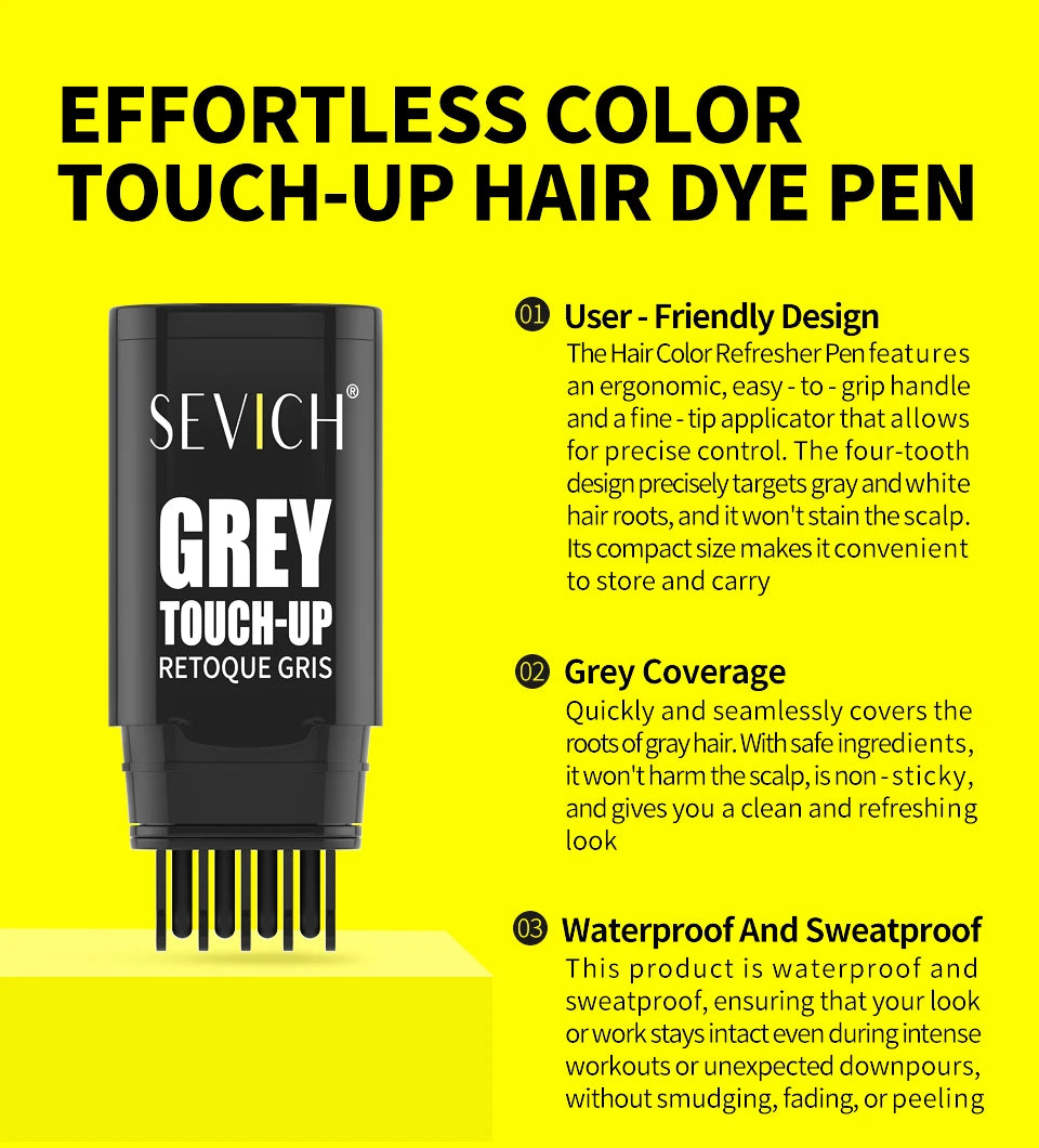 Waterproof Quick Hair Dye Stick with Comb Temporary Long-Lasting Hair Color Stick Disposable Fast Gray Coverage Hair Color Pen