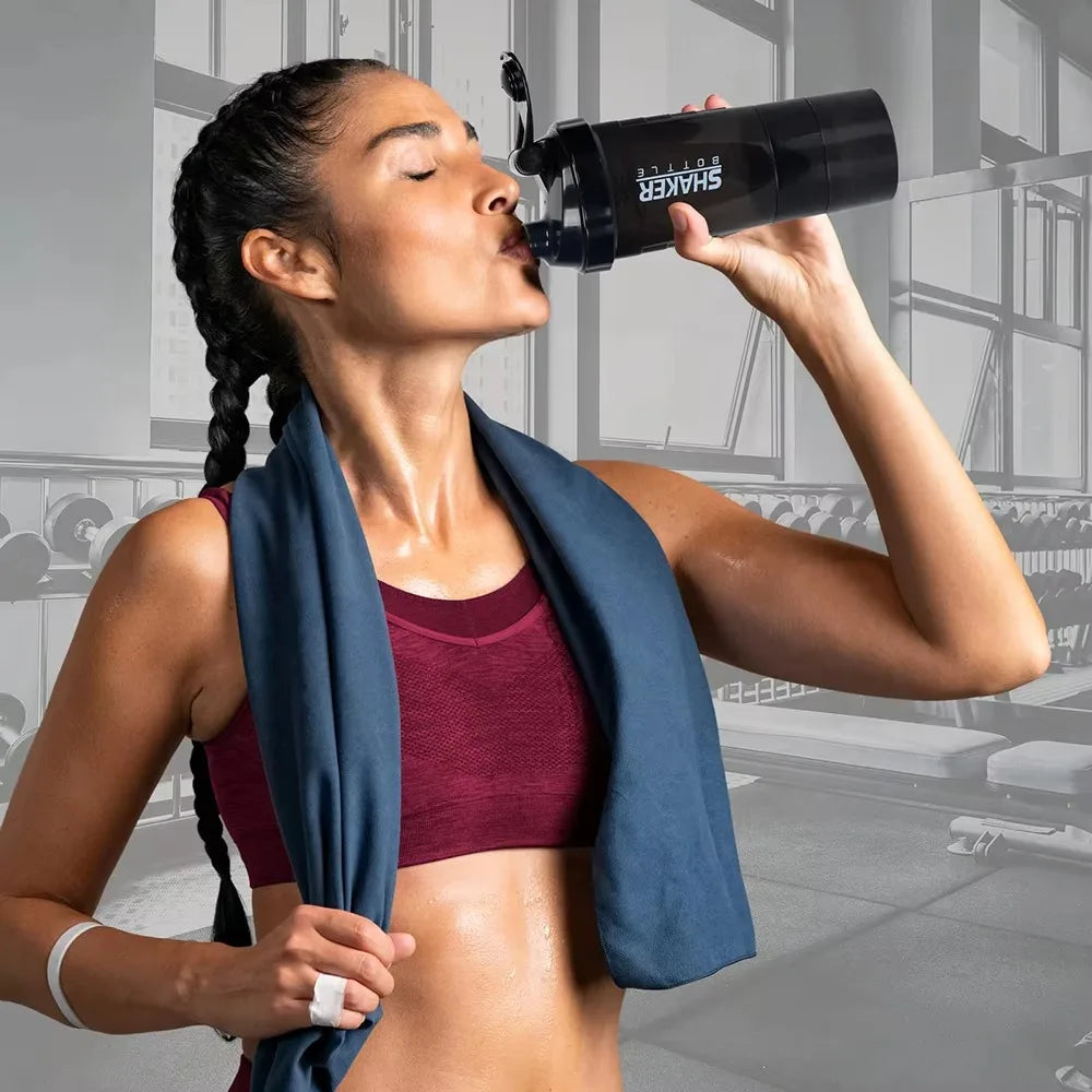 Shaker Protein 3 Layers Bottle Powder Shake Cup Water Bottle Plastic Mixing Cup Body Building Exercise Bottle