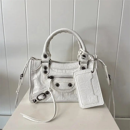 Paris Rivet Locomotive Bag ins Spice Girl Bag French Premium Sense Retro Trendy Portable Pillow Bag One Shoulder Crossbody Bag