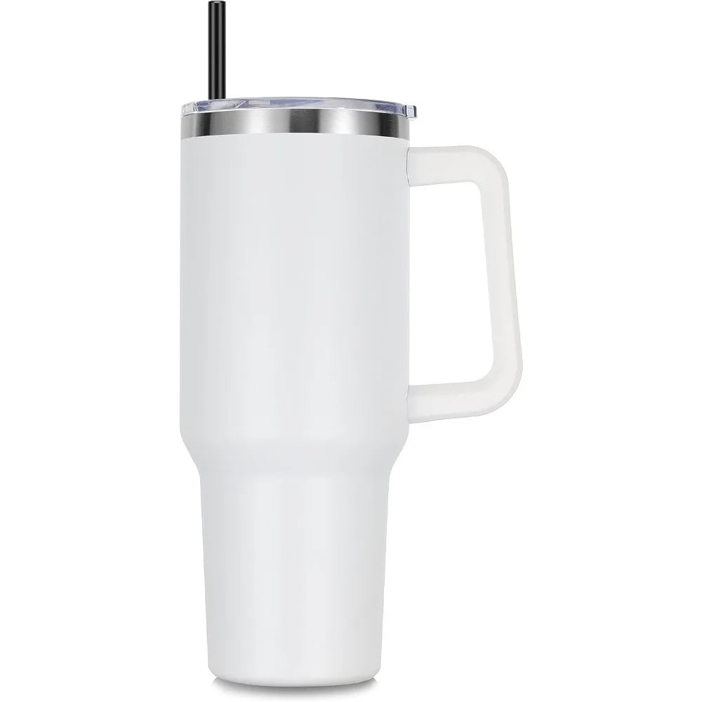 Metal Vacuum Insulated Cup 1200ML Stainless Steel Portable Water Cup Refrigerated Vacuum Insulated Straw Leak-proof Lid