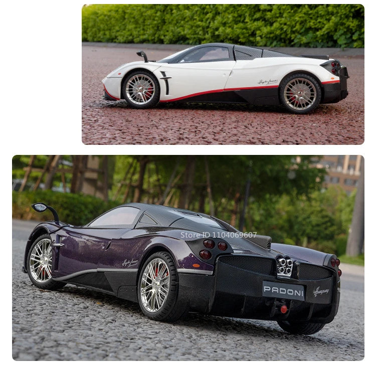 Pagani Huayra 1:18 Model Car Diecast Alloy Sport Cars Sound Light Pull Back Shock Absorption Models Festival Gift