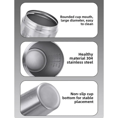 New Stainless Steel Cup Mixer Whey Protein Powder Sports Shaker Water Bottle Detachable Single Layer Outdoor Drink Kettle