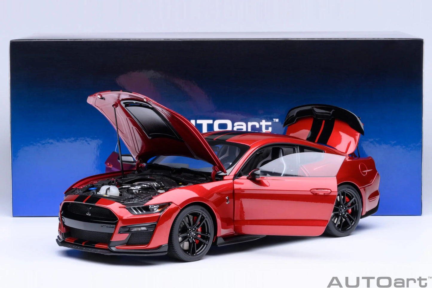AUTOART New 1/18 scale Ford Mustang Shelby GT500 WHITE SILVER  Sports car model Static display Collection Holiday gift 73097