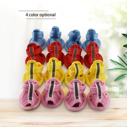4PCS/set Summer Dog Shoes Breathable Sandals for Dog Cat Walking Running Outdoor Anti Slip Paw Protectors & Pet Gifts