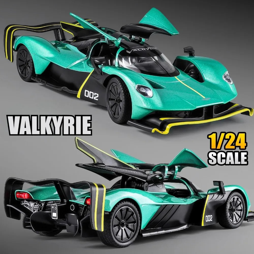 Valkyrie GT-R50 Sports 1:24 Car Model Toy Diecast Alloy Doors Opened Sound Light Supercar Collectible Ornaments Toy Gifts
