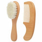 Newborn Baby Wool Wood Brush Comb Head Massage Tool Portable Baby Comb Bath Brush Comb，Special for Real Hair Wigs