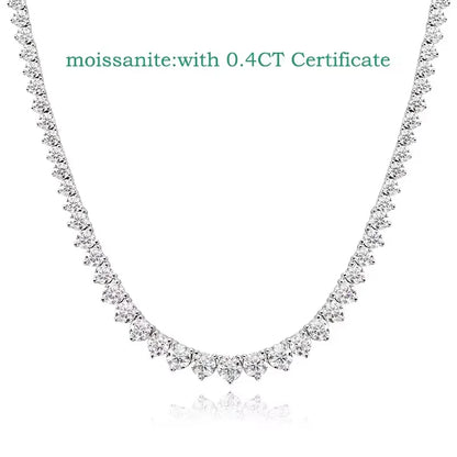 Smyoue 3 Claws Gradient Moissanite Tennis Necklace for Women Sparkling Full Diamond Luxury Jewelry Sterling Silver 925 Chain