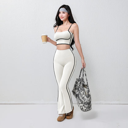 Women's plus Size Fitness Flare Yoga Pants Four-Way Stretch Breathable Full Length Elastic Waist Hip Lifting Yoga Trousers